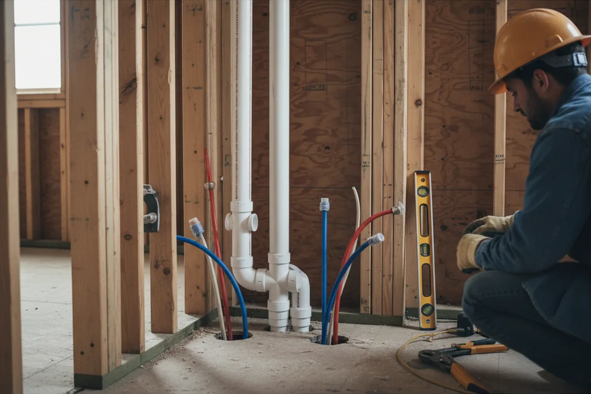Drain and supply rough-in during Drain Cleaning in Sparland