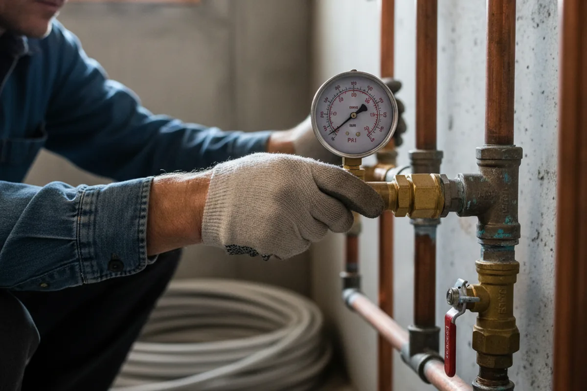 Pressure testing a repaired line during Water Line Repair in Sparland